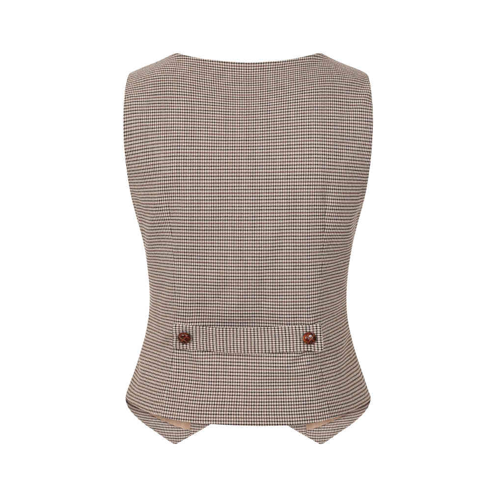 Banned - Hallie Houndstooth Waistcoat - Brown